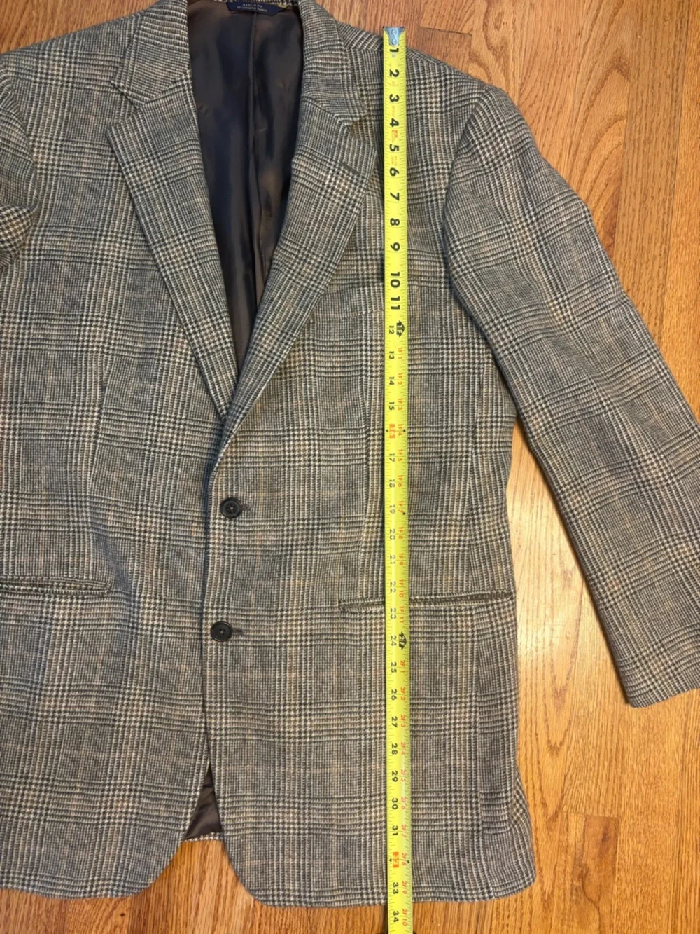 Brooks Brothers 44L 100% Camel Hair Sport Coat Glen Plaid Brown Gray USA Classic